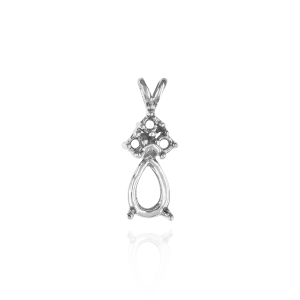 ITI NYC Pear Shape V-End Heavy Double Wire Pendants With 3 Accents in 14K Gold (4.25 x 2.50 mm - 20.50 x 13.50 mm)