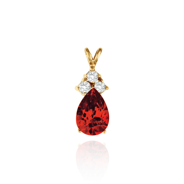 14K Gold ITI NYC Pear Shape V-End Heavy Double Wire Pendants With 3 Accents in 14K Gold (4.25 x 2.50 mm - 20.50 x 13.50 mm)