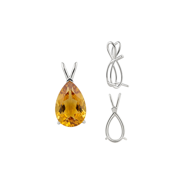 ITI NYC Pear Shape V-End Double Wire Pendants in Sterling Silver (5.00 x 3.00 mm - 20.00 x 12.00 mm)