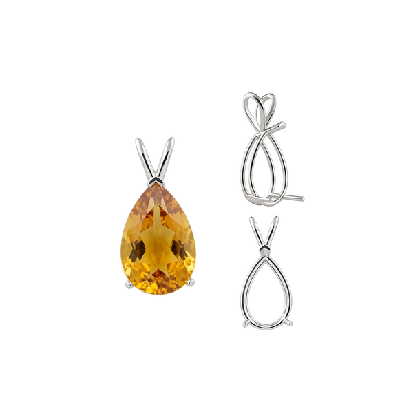 ITI NYC Pear Shape V-End Double Wire Pendants in 14K Gold (5.00 x 3.00 mm - 18.00 x 12.00 mm)