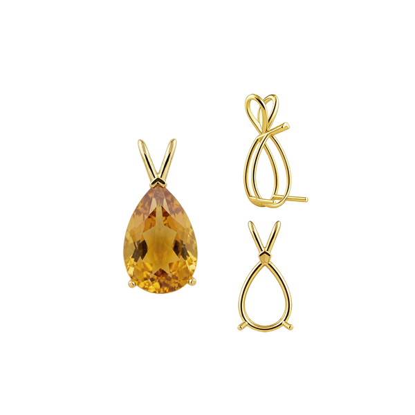 ITI NYC Pear Shape V-End Double Wire Pendants in 14K Gold (5.00 x 3.00 mm - 18.00 x 12.00 mm)