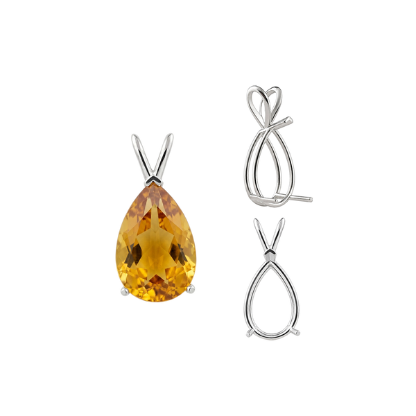 ITI NYC Pear Shape V-End Double Wire Pendants in 14K Gold (5.00 x 3.00 mm - 18.00 x 12.00 mm)