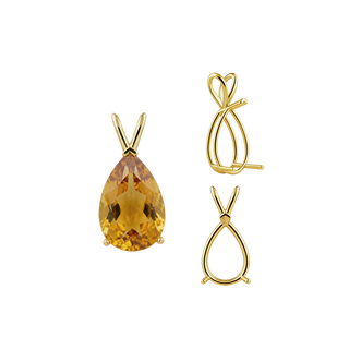 ITI NYC Pear Shape V-End Double Wire Pendants in 14K Gold (5.00 x 3.00 mm - 18.00 x 12.00 mm)