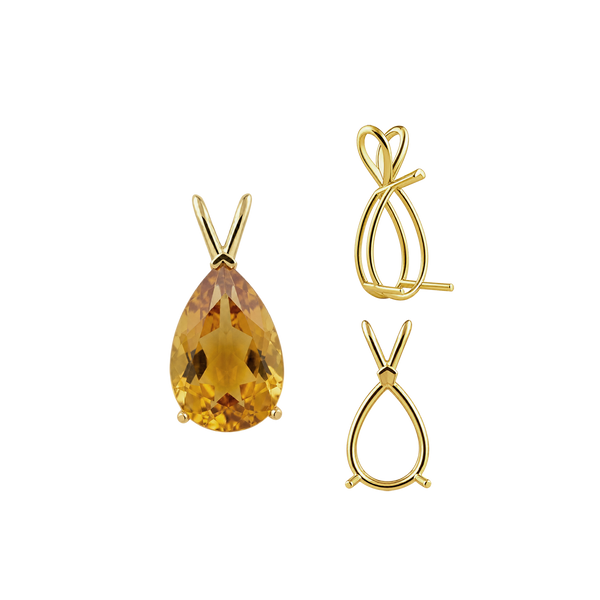 ITI NYC Pear Shape V-End Double Wire Pendants in 14K Gold (5.00 x 3.00 mm - 18.00 x 12.00 mm)