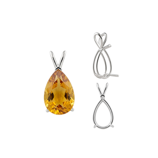 ITI NYC Pear Shape V-End Double Wire Pendants in Sterling Silver (5.00 x 3.00 mm - 18.00 x 12.00 mm)