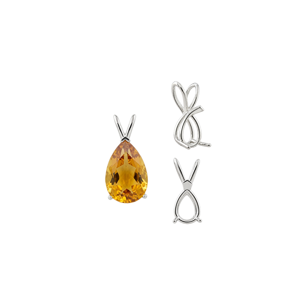 ITI NYC Pear Shape V-End Double Wire Pendants in 14K Gold (5.00 x 3.00 mm - 18.00 x 12.00 mm)