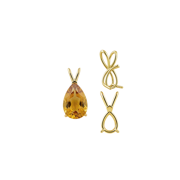 ITI NYC Pear Shape V-End Double Wire Pendants in 14K Gold (5.00 x 3.00 mm - 18.00 x 12.00 mm)