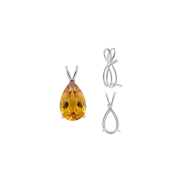 ITI NYC Pear Shape V-End Double Wire Pendants in Sterling Silver (5.00 x 3.00 mm - 20.00 x 12.00 mm)