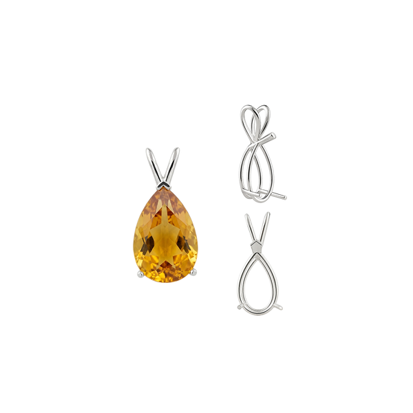 ITI NYC Pear Shape V-End Double Wire Pendants in 14K Gold (5.00 x 3.00 mm - 18.00 x 12.00 mm)