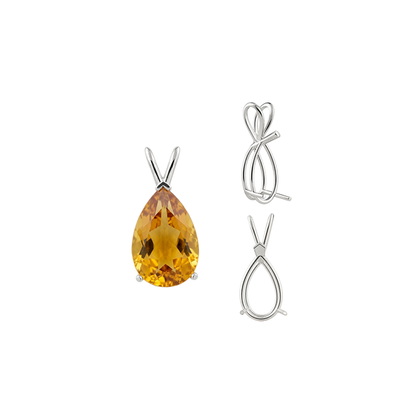ITI NYC Pear Shape V-End Double Wire Pendants in 14K Gold (5.00 x 3.00 mm - 18.00 x 12.00 mm)