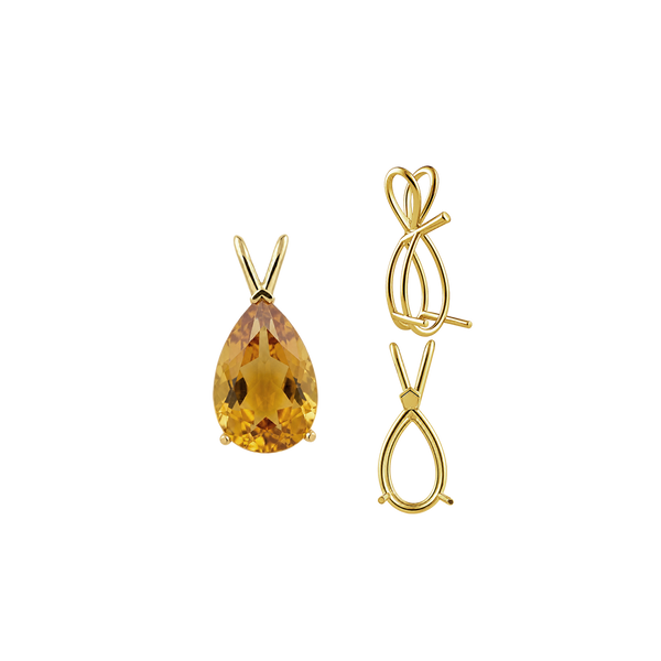 ITI NYC Pear Shape V-End Double Wire Pendants in 14K Gold (5.00 x 3.00 mm - 18.00 x 12.00 mm)
