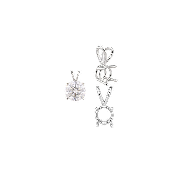 ITI NYC Round Four Prong Double Wire Pendants in Sterling Silver (3.00 mm - 9.75 mm)