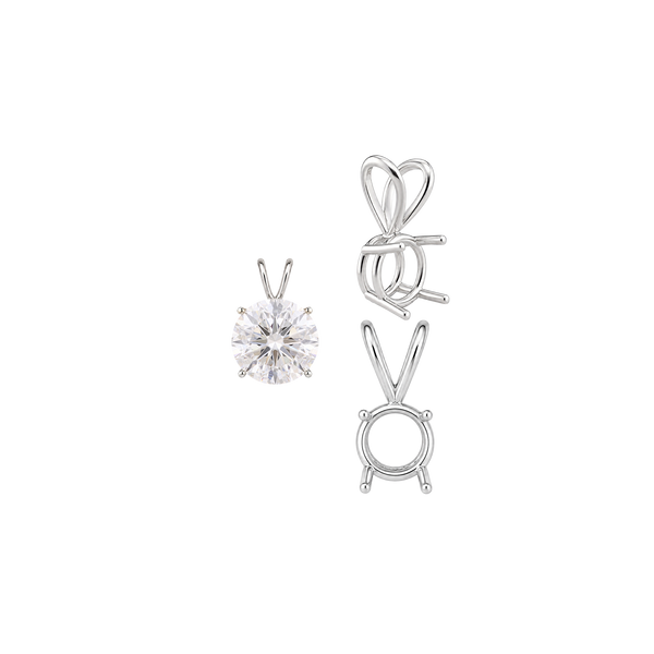 ITI NYC Round Four Prong Double Wire Pendants in Sterling Silver (3.00 mm - 9.75 mm)