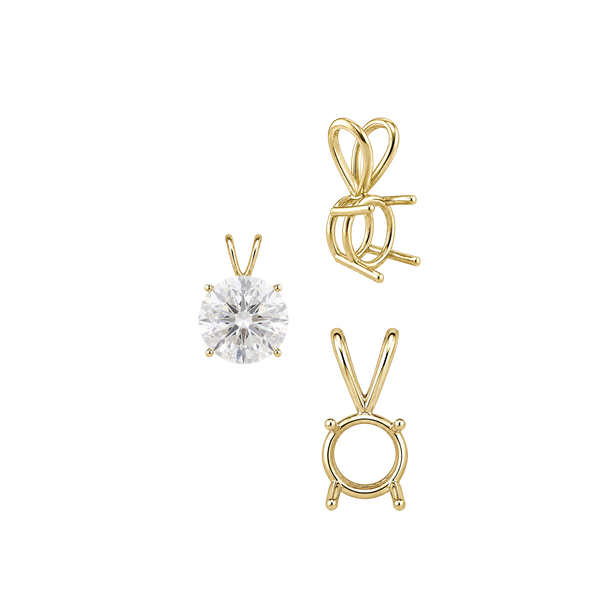 ITI NYC Round Four Prong Double Wire Pendants in 14K Gold (3.00 mm - 9.75 mm)