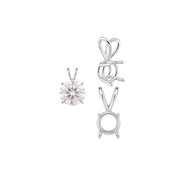 ITI NYC Round Four Prong Double Wire Pendants in Sterling Silver (3.00 mm - 9.75 mm)