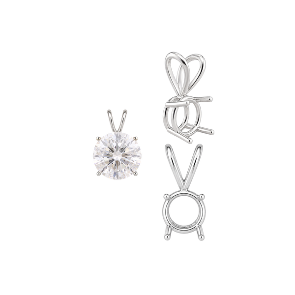 ITI NYC Round Four Prong Double Wire Pendants in Sterling Silver (3.00 mm - 9.75 mm)