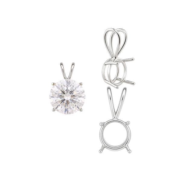 ITI NYC Round Four Prong Double Wire Pendants in Sterling Silver (3.00 mm - 9.75 mm)