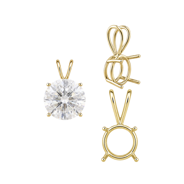 ITI NYC Round Four Prong Double Wire Pendants in 14K Gold (3.00 mm - 9.75 mm)