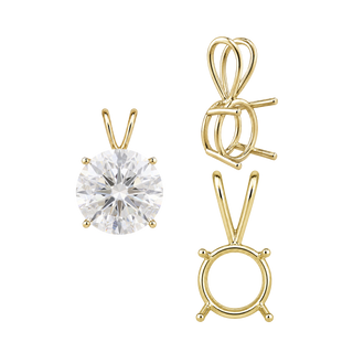 ITI NYC Round Four Prong Double Wire Pendants in 14K Gold (3.00 mm - 9.75 mm)