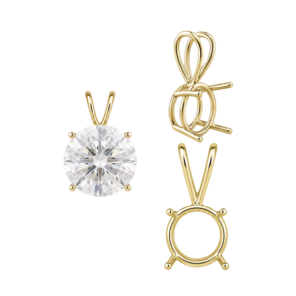 ITI NYC Round Four Prong Double Wire Pendants in 14K Gold (3.00 mm - 9.75 mm)