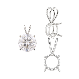 ITI NYC Round Four Prong Double Wire Pendants in Sterling Silver (3.00 mm - 9.75 mm)
