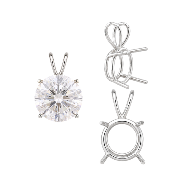 ITI NYC Round Four Prong Double Wire Pendants in Sterling Silver (3.00 mm - 9.75 mm)