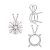 ITI NYC Round Four Prong Double Wire Pendants in Sterling Silver (3.00 mm - 9.75 mm)