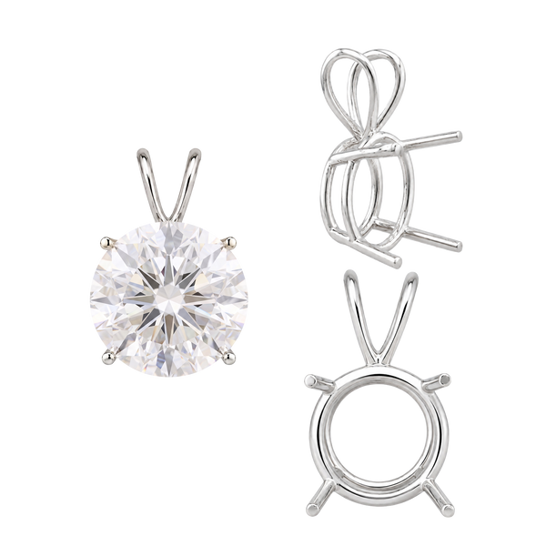 ITI NYC Round Four Prong Double Wire Pendants in Sterling Silver (3.00 mm - 9.75 mm)