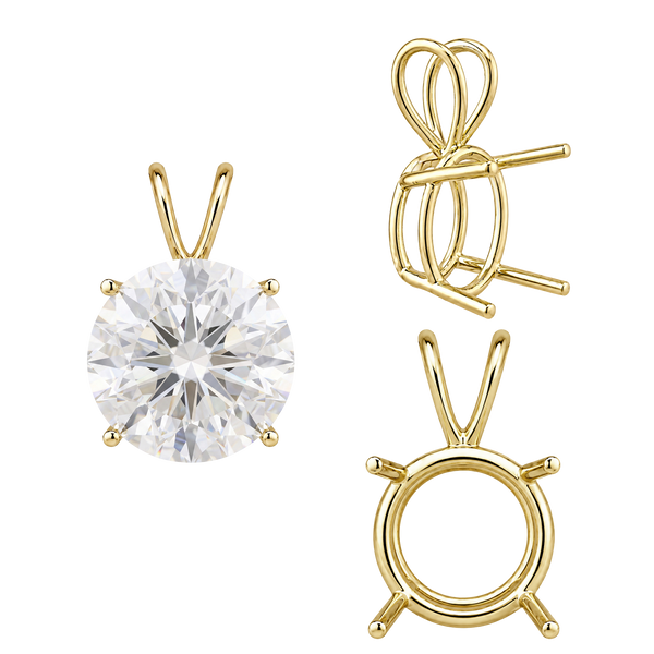 ITI NYC Round Four Prong Double Wire Pendants in 14K Gold (3.00 mm - 9.75 mm)