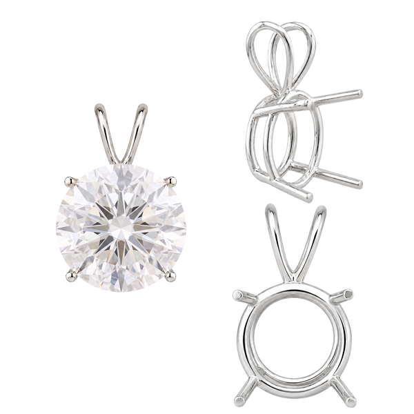 ITI NYC Round Four Prong Double Wire Pendants in Sterling Silver (3.00 mm - 9.75 mm)