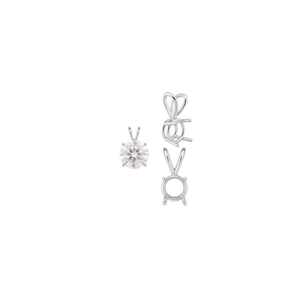 ITI NYC Round Four Prong Double Wire Pendants in 14K Gold (3.00 mm - 9.75 mm)