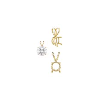 ITI NYC Round Four Prong Double Wire Pendants in 14K Gold (3.00 mm - 9.75 mm)