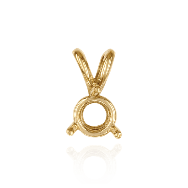 14K Gold ITI NYC Round Three Prong Double Wire Pendants in 14K Gold (4.00 mm - 6.50 mm)