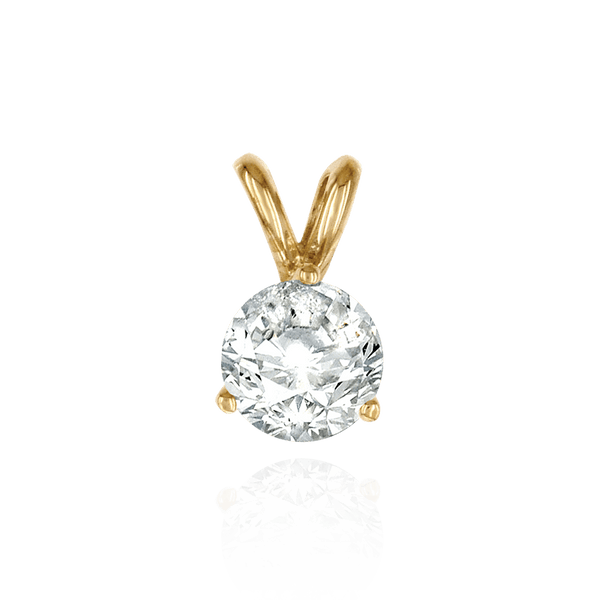 14K Gold ITI NYC Round Three Prong Double Wire Pendants in 14K Gold (4.00 mm - 6.50 mm)