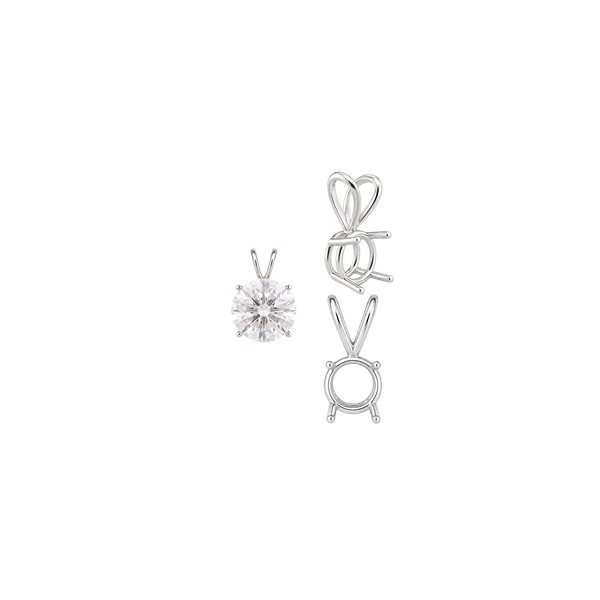 ITI NYC Round Four Prong Double Wire Pendants in Sterling Silver (3.00 mm - 9.75 mm)