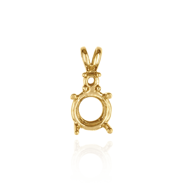 ITI NYC Round Four Prong Double Wire Heavy Pendants With 1 Accent in 14K Gold (3.40 mm -  8.00 mm)
