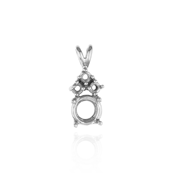 ITI NYC Round Four Prong Double Wire Pendants With 3 Accents in 14K Gold (3.40 mm - 10.00 mm)