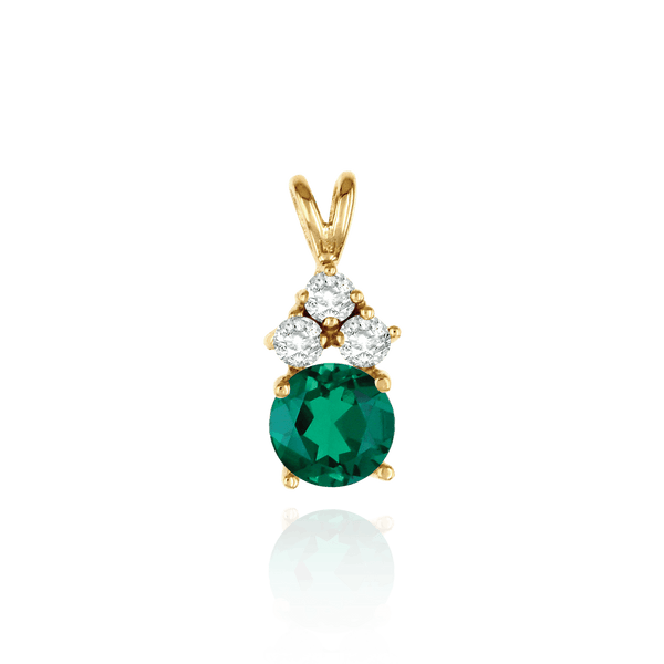 14K Gold ITI NYC Round Four Prong Double Wire Pendants With 3 Accents in 14K Gold (3.40 mm - 10.00 mm)