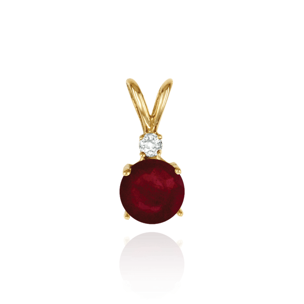 14K Gold ITI NYC Round Four Prong Double Wire Light Pendants With 1 Accent in 14K Gold (3.50 mm - 6.50 mm)