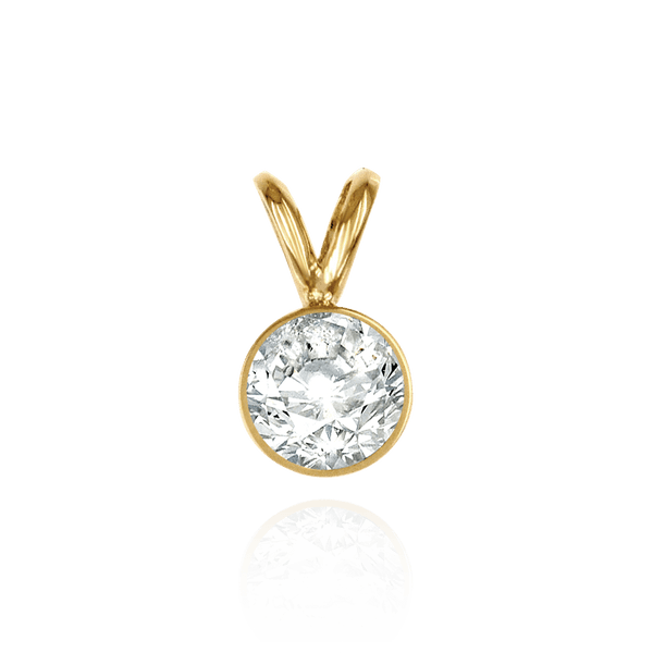 ITI NYC Round Tapered Bezel Pendant with Airline in 14K Gold (3.60 mm - 8.00 mm)