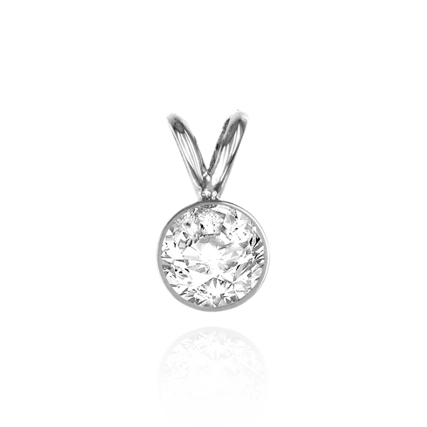 ITI NYC Round Tapered Bezel Pendant with Airline in Sterling Silver (3.60 mm - 8.00 mm)