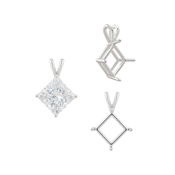 ITI NYC Square Four Prong Double Wire Pendants in 14K Gold (3.00 mm - 5.50 mm)