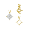 ITI NYC Square Four Prong Double Wire Pendants in 14K Gold (3.00 mm - 5.50 mm)