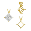 ITI NYC Square Four Prong Double Wire Pendants in 14K Gold (3.00 mm - 5.50 mm)