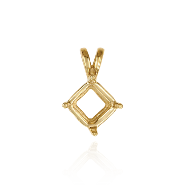 ITI NYC Square Four Prong Double Wire Pendants in 14K Gold (3.00 mm - 5.50 mm)