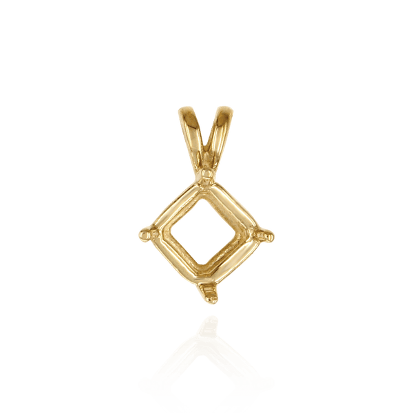 ITI NYC Square Four Prong Double Wire Pendants in 14K Gold (3.00 mm - 5.50 mm)
