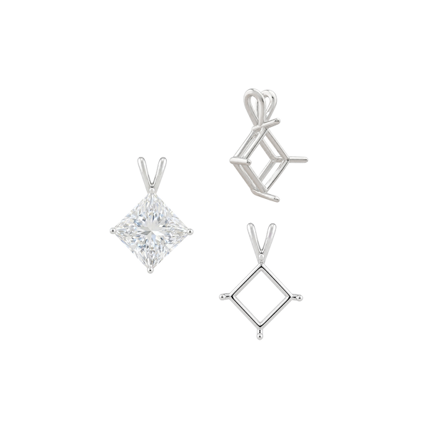 ITI NYC Square Four Prong Double Wire Pendants in 14K Gold (3.00 mm - 5.50 mm)