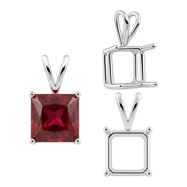 ITI NYC Square Four Prong Double Wire Pendants in 14K Gold (2.50 mm - 10.25 mm)