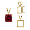 ITI NYC Square Four Prong Double Wire Pendants in 14K Gold (2.50 mm - 10.25 mm)