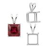 ITI NYC Square Four Prong Double Wire Pendants in Sterling Silver (2.50 mm - 10.25 mm)